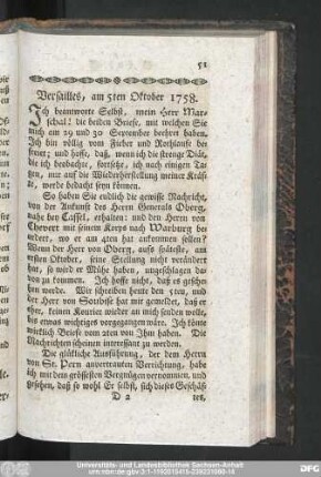 Versailles, am 5ten Oktober 1758.