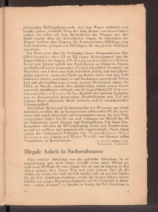 Illegale Arbeit in Sachsenhausen