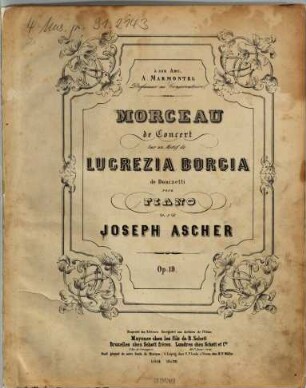 Morceau de concert sur un motif de Lucrezia Borgia de Donizetti : pour piano ; op. 19