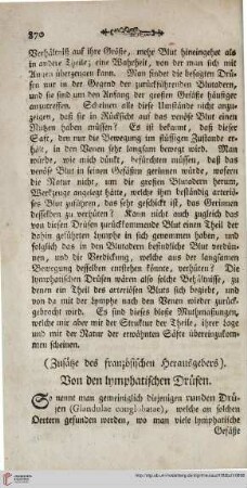 (Zusätze des französischen Herausgebers): Von den lymphatischen Drüsen