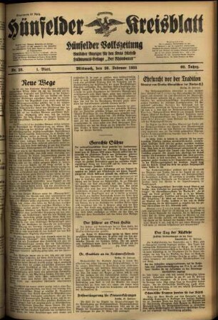 Erste Ausgabe vom Mittwoch, den 20. Februar 1935.