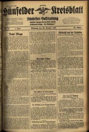 Erste Ausgabe vom Mittwoch, den 20. Februar 1935.
