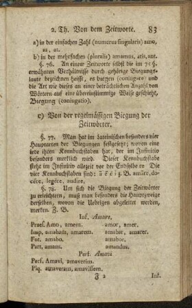 c) Von der regelmässigen Biegung der Zeitwörter.