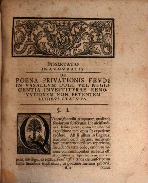 De poena privationis feudi in vasallum, dolo vel negligentia investiturae renovationem non petentem, legibus statuta