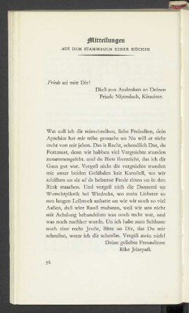 Mitteilungen Aus Dem Stammbuch Einer Köchin