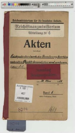Rückgabe der durch die Besatzung beschlagnahmten Objekte beweglicher und unbeweglicher Art