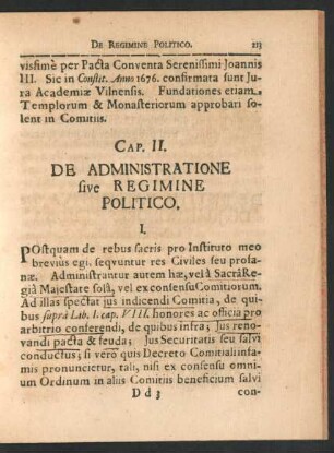 Cap. II. De Administratione sive Regimine Politico.