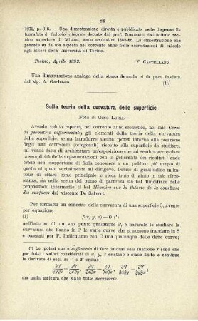 Sulla teoria della curvatura delle superficie.