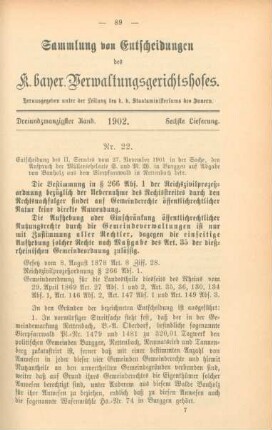 Dreiundzwanzigster Band. 1902. Sechste Lieferung. - Nr. 22. - Nr. 25.