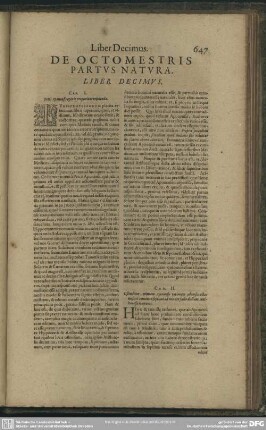 De Octomestris Partus Natura. Liber Decimus