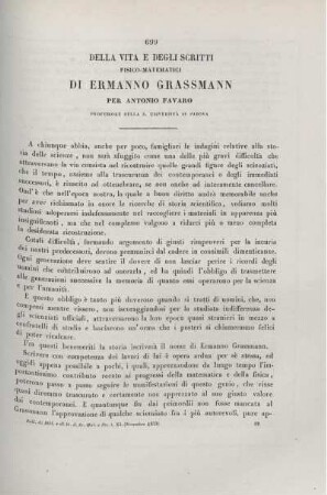 Della vita e degli scritti fisico-matematici di Ermanno Grassmann.