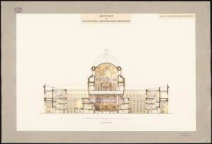 Reichstag, Berlin: Langsschnitt 1:200, mit Innenansicht