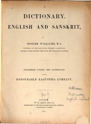 A dictionary English and Sanskrit