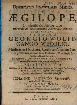 Dissertatio Inavgvralis Medica De Aegilope