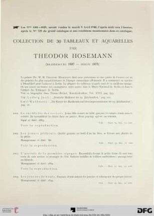 Collection de 30 tableaux et aquarelles par Theodor Hosemann (Nr. 1001-1029)