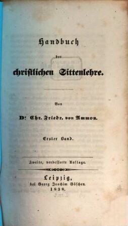 Handbuch der christlichen Sittenlehre, 1
