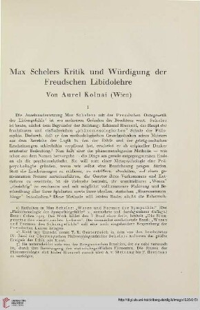 11: Max Schelers Kritik und Würdigung der Freudschen Libidolehre