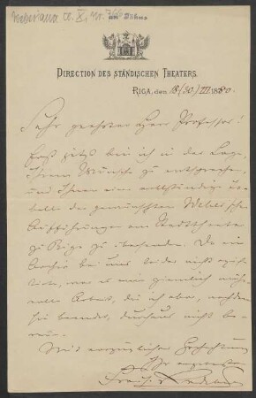 Brief an Friedrich Wilhelm Jähns : 30.03.1880