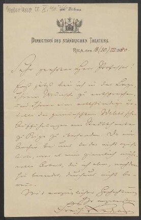 Brief an Friedrich Wilhelm Jähns : 30.03.1880