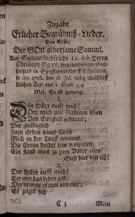 Zugabe Etlicher Begräbniß-Lieder.