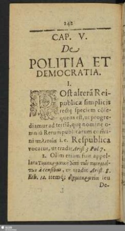 Cap. V. De Politia Et Democratia