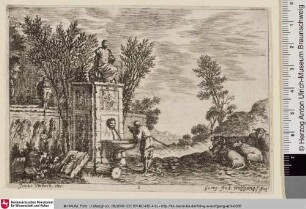 [Landschaft mit Hirte und Schafen]