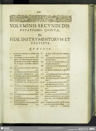 Voluminis Secundi Disputationis Quintae, De Fide Instrumentorum Et Testibus