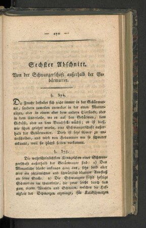 Sechster Abschnitt. Von der Schwangerschaft außerhalb der Gebärmutter.