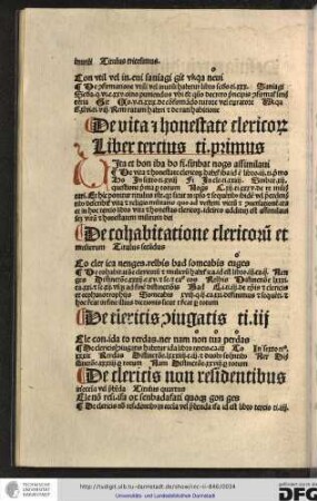 De vita et honestate clericorum. Liber tertius, titulus primus.