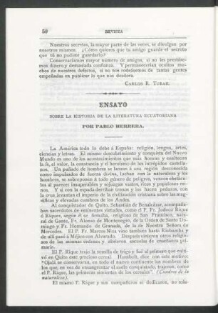 Ensayo sobre la historia de la literatura ecuatoriana.