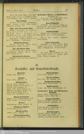II. Berufsklassen und Gewerbebetriebe : II. Geschäfts- u. Gewerbetreibenden