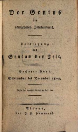 Der Genius des neunzehnten Jahrhunderts. 6, 6. 1802