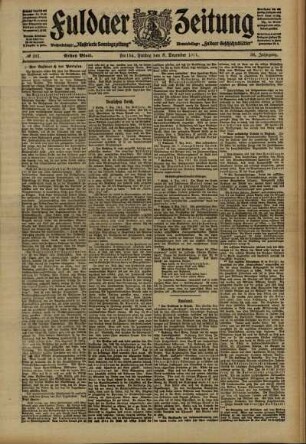 Erste Ausgabe vom Freitag, den 08. Dezember 1911.