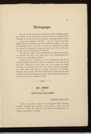Aus "Pages" von Stéphane Mallarmé