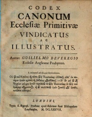 Codex canonum ecclesiae primitivae vindicatus