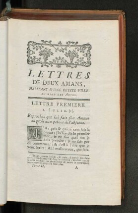 Lettres De Deux Amans, Habitans D'une petite Ville au pied des Alpes.