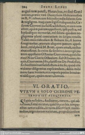 VI. Oratio, Utrum A Solo Cicerone Petenda Sit Eloquentia