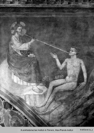 Biblische und hagiographische Szenen, Fabeln, Jagd-, Kampf- und Monatsdarstellungen (v. d. Rest. 1978/79) : Erschaffung Adams