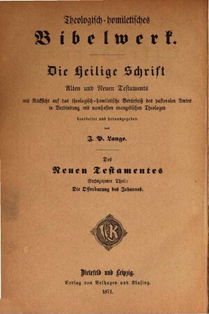 Die Offenbarung des Johannes : Theologisch-homiletisch bearbeitet