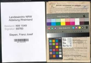 Entnazifizierung Franz Josef Siepen , geb. 26.10.1895 (Vertreter)