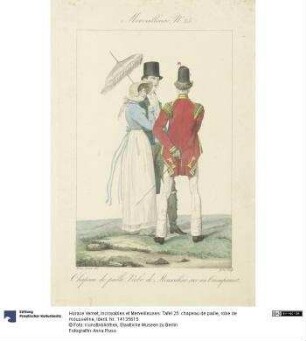 Incroyables et Merveilleuses: Tafel 25: chapeau de paille, robe de mousseline