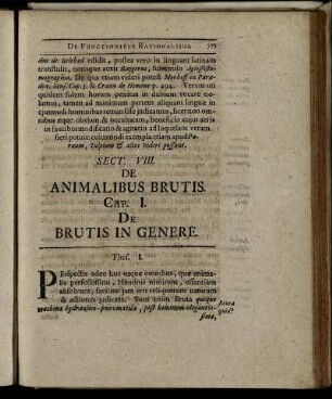 Sectio VIII. De Animalibus Brutis.