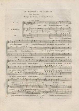 No. 2 La Bataille de Fleurus. Par Lebrun. Musique de Catel.