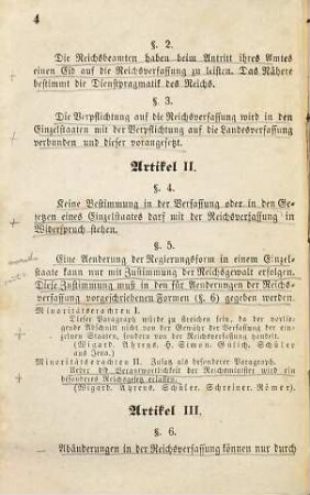 Entwurf, Gewähr der Reichsverfassung