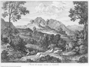 J.A. Koch, Malerische Ansichten aus Rom und seiner Umgebung, o.O.u.J (Titel fingiert), 20 Bl., "Rocca di mezzo, vicino a Civitella"; (Taf. 6)