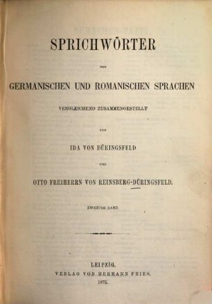 Sprichwörter der germanischen und romanischen Sprachen. 2.