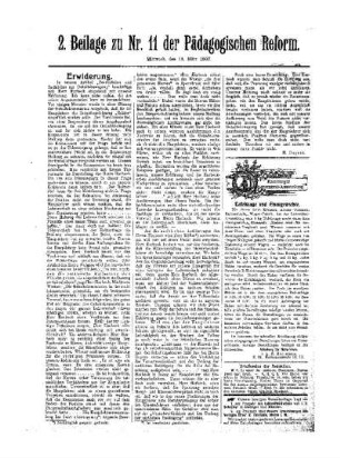Erwiderung : 2. Beilage zu Nr. 11 der Pädagogischen Reform