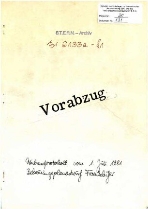 Tonband-Protokoll: Diskussion Bauleitplanung Fraenkelufer am 1. Juni 1981
