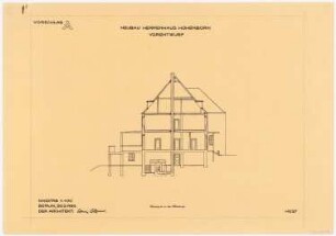 Herrenhaus Hohenborn bei Kassel Umbau: Schnitt durch die Mittelachse 1:100