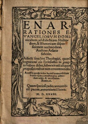 Enarrationes, evangeliorum dominicalium, ad dialectiam Methodum et Rhetoricam dispositionem accomodatae